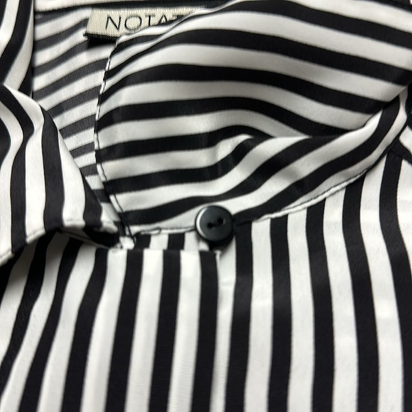 Notations vertical striped button down shirt with hidden buttons 2 front pockets - Picture 8 of 9